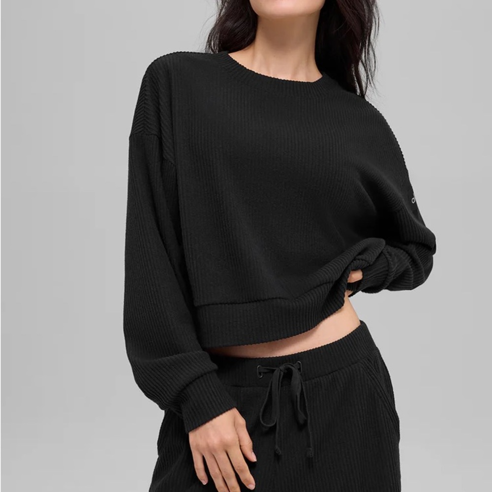 ALO Yoga Muse Black Crewneck Pullover